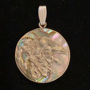 Sterling / Abalone Matador Bull Pendant